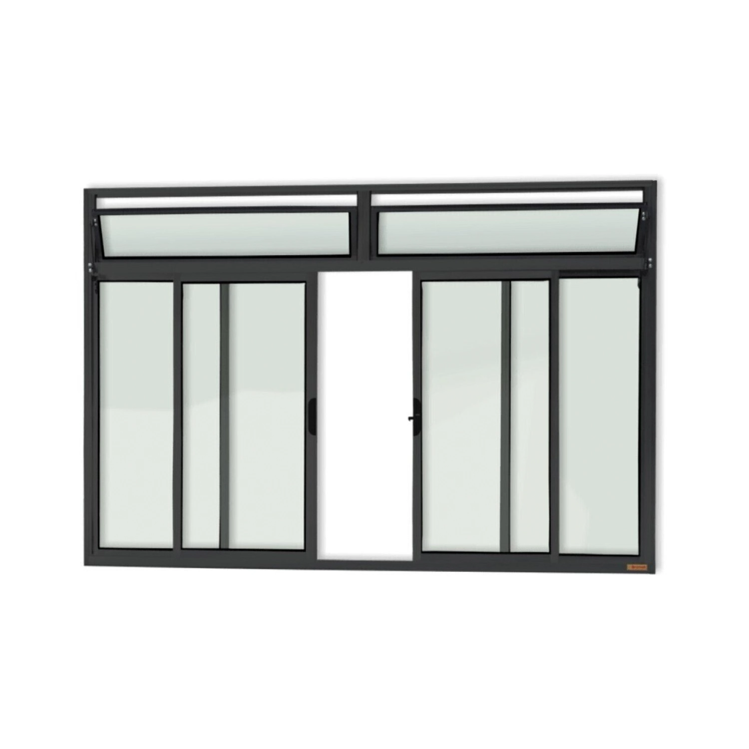 Janela Plus 4 Folhas Com Bandeira Vidro Liso 120cm X 200cm Brimak Preto