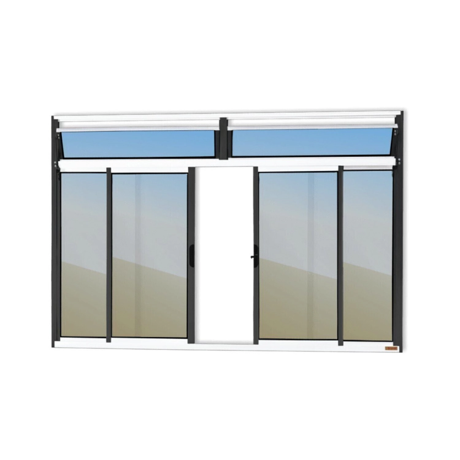 Janela Plus 4 Folhas Com Bandeira Vidro Reflex 100cm X 200cm Brimak Mix Preto