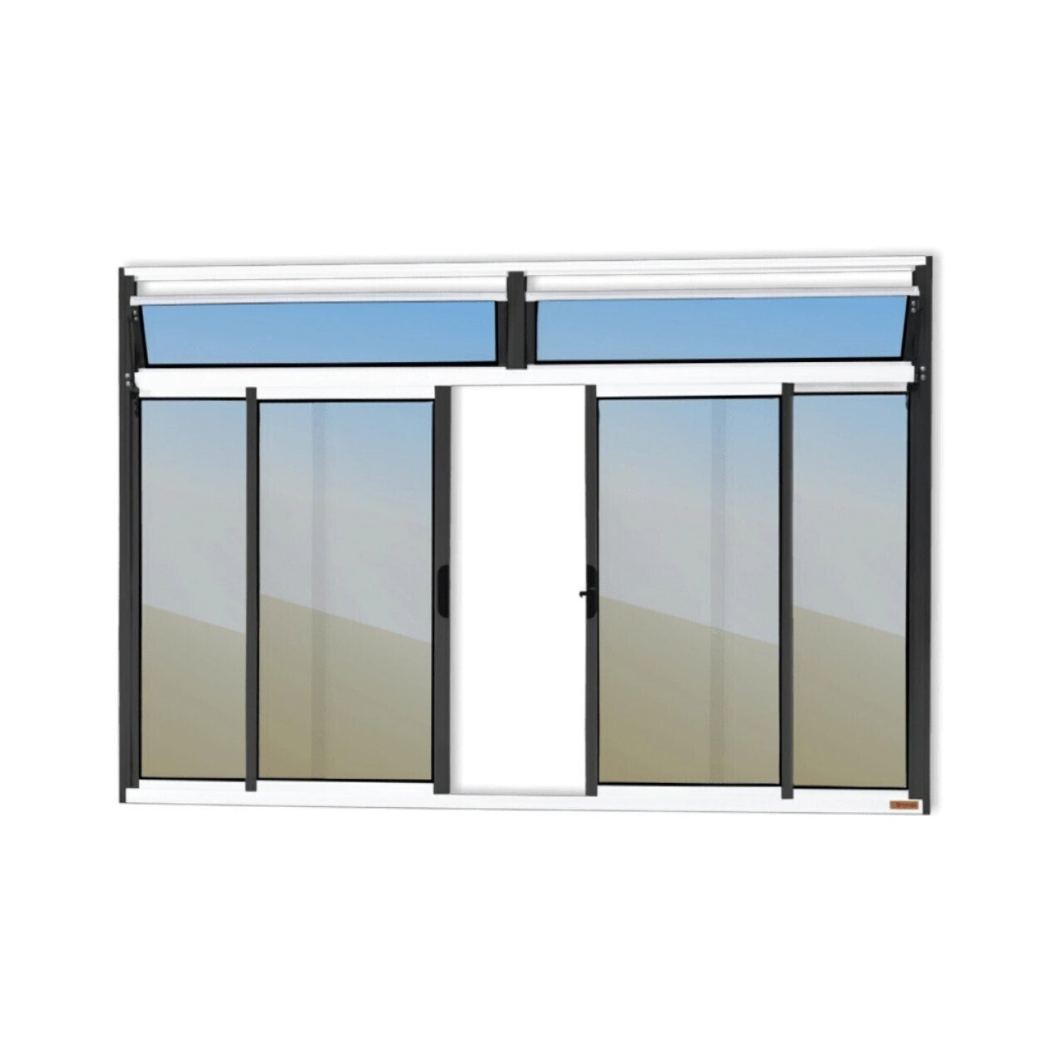 Janela Plus 4 Folhas Com Bandeira Vidro Reflex 120cm X 200cm Brimak Mix Preto