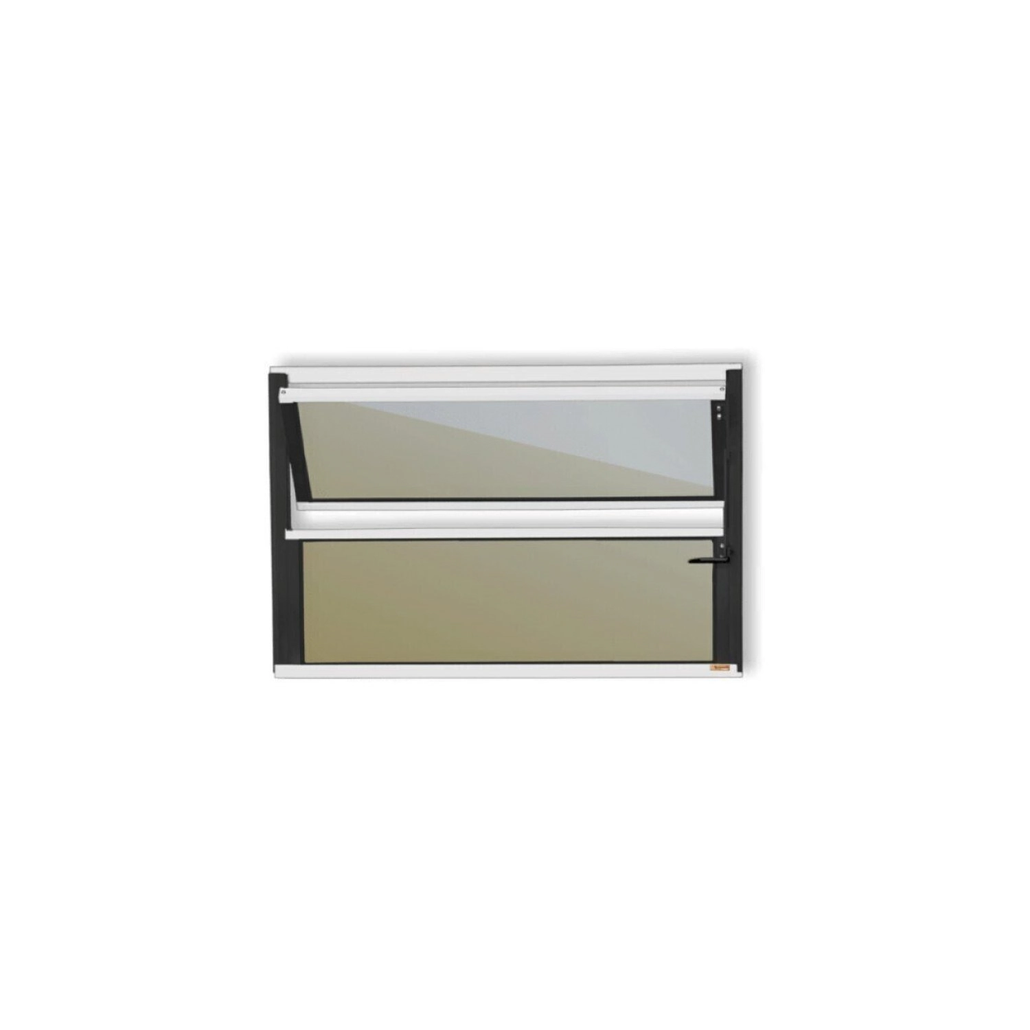 Janela De Alumínio Basculante 40x80cm Vidro Espelhado Plus Brimak Mix Preto