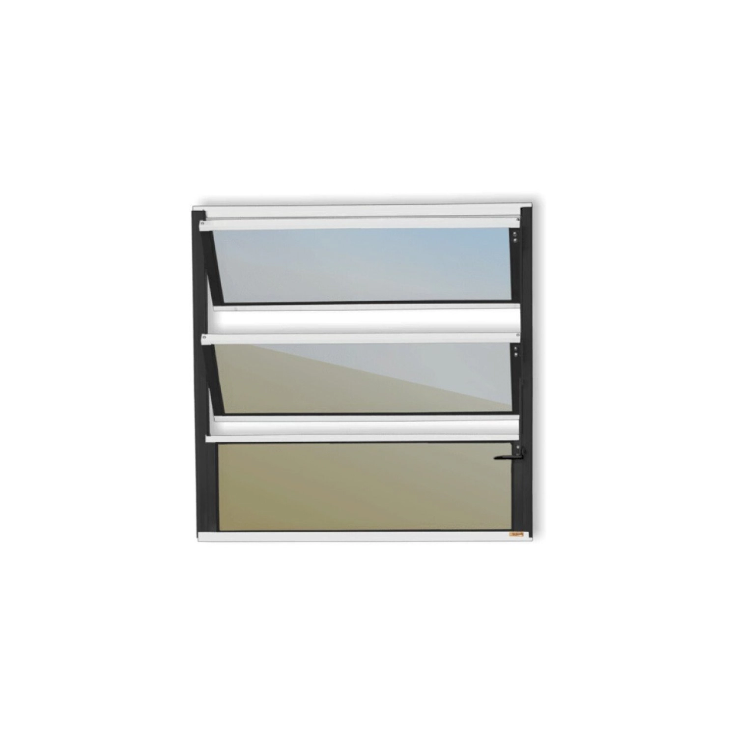 Janela De Alumínio Basculante 60x60cm Vidro Espelhado Plus Brimak Mix Preto