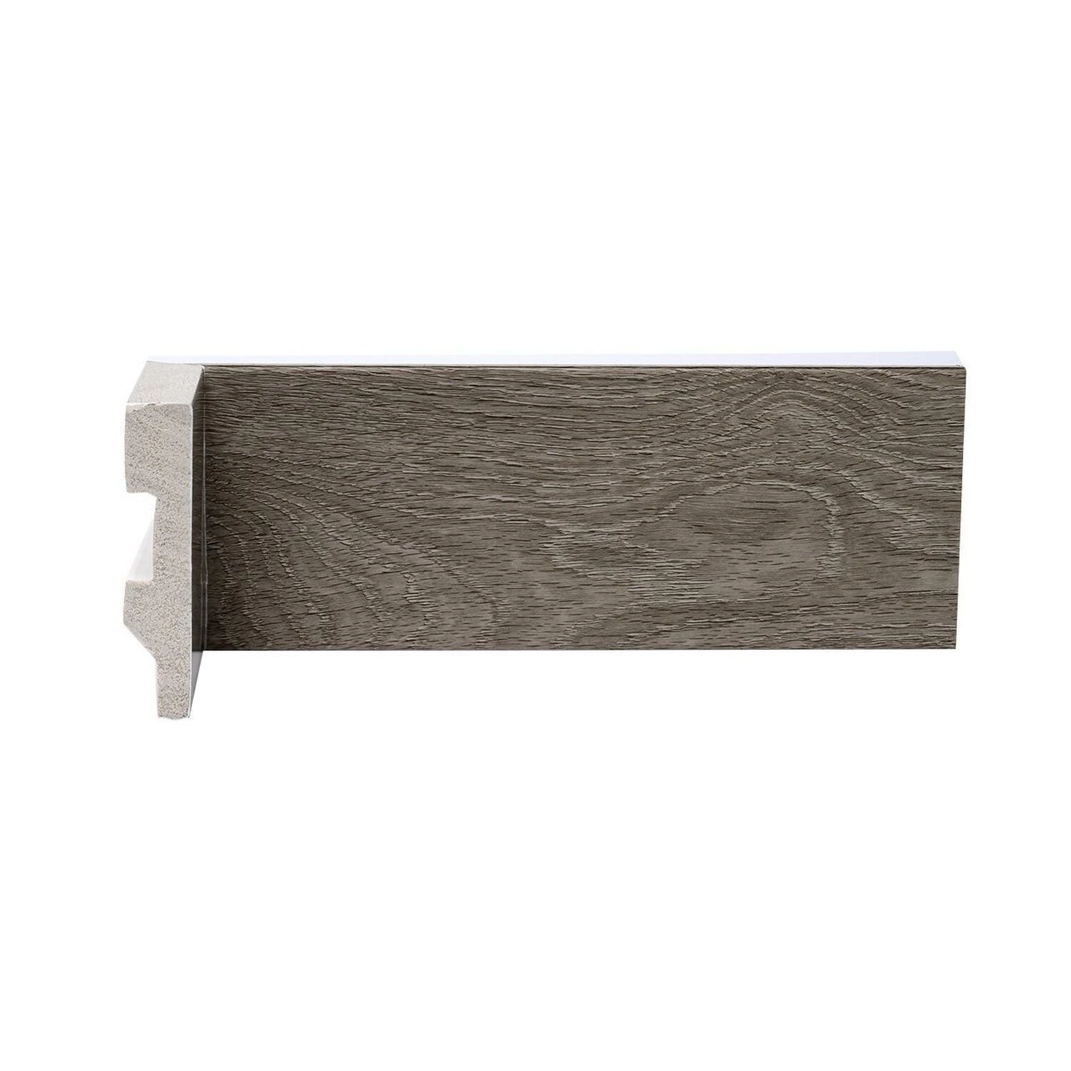Rodapé De Poliestireno 07cm X 15mm Metro Linear Barra 240cm Wood Cinza