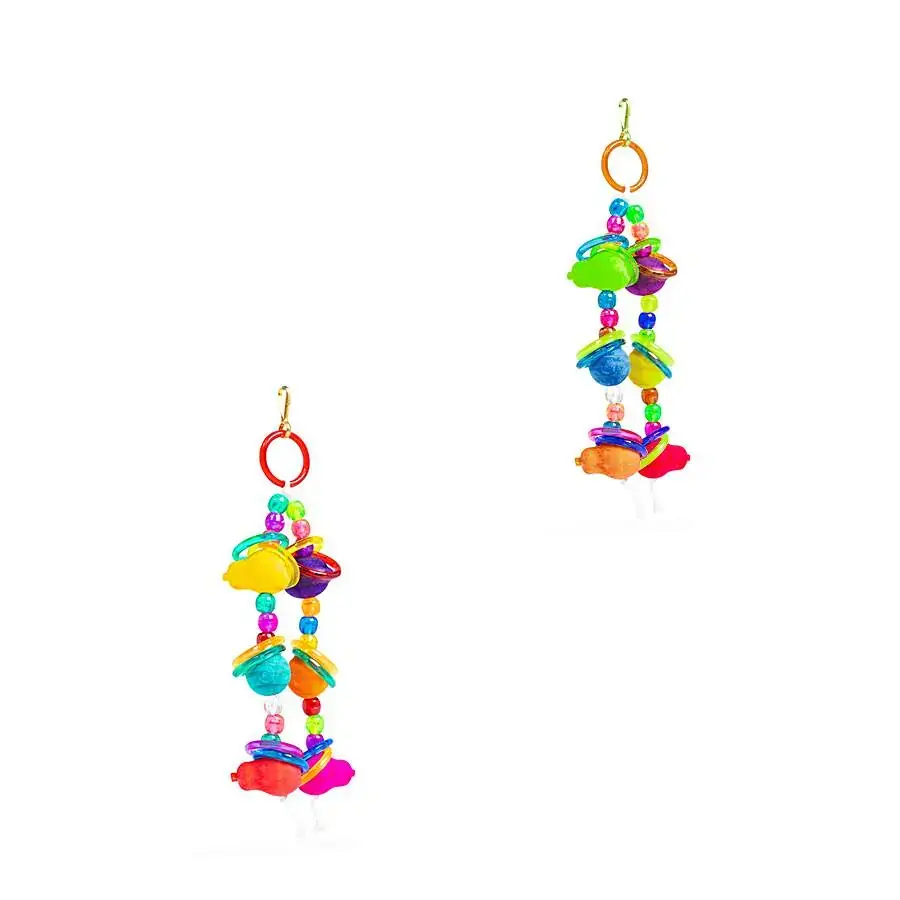 Brinquedo Exótico Para Passarinhos Com Guizo E Frutas