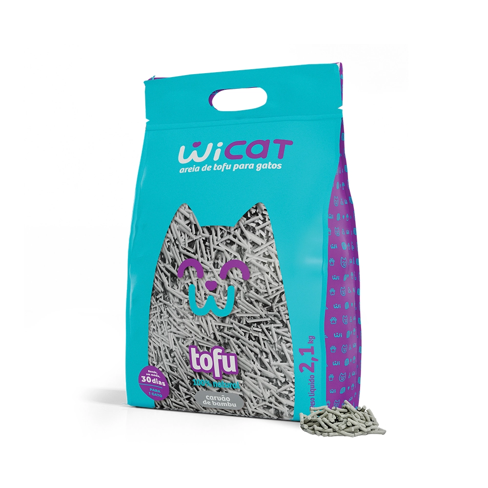 Areia Gatos Wi Cat 2,1kg Tofu Bambu