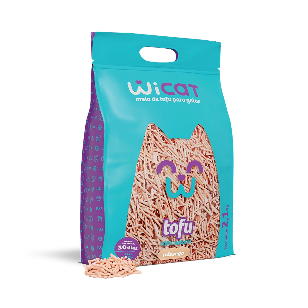 Areia Gatos Wi Cat 2 1kg Tofu Pessego