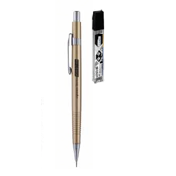 Lapiseira Metalizada Dourada 0.7mm Com Grafites Brw 2un