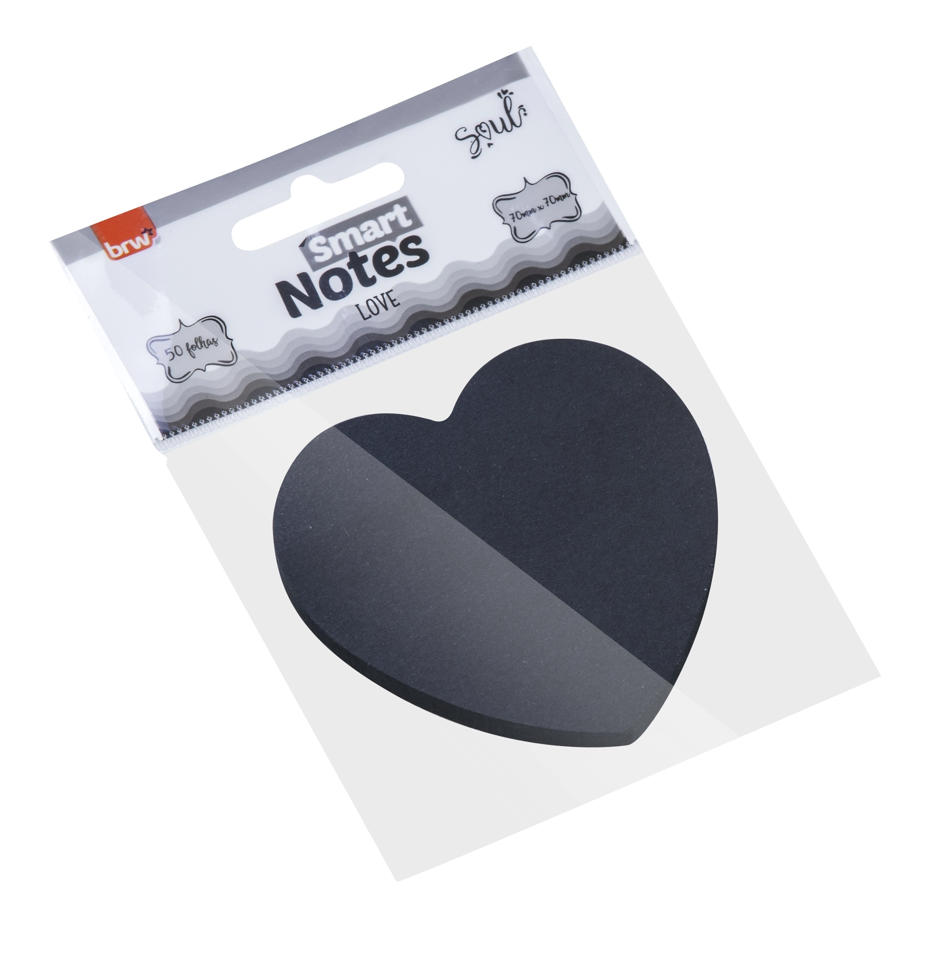Bloco Adesivo Smart Notes Love Coracao 70x70mm Brw Preto Com 50 Folhas