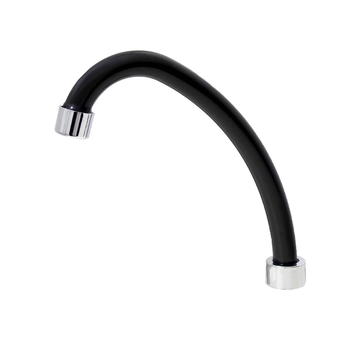 Tubo Bica 3/4 Para Torneira Cozinha Em Abs Preto Com Arejador Fixo