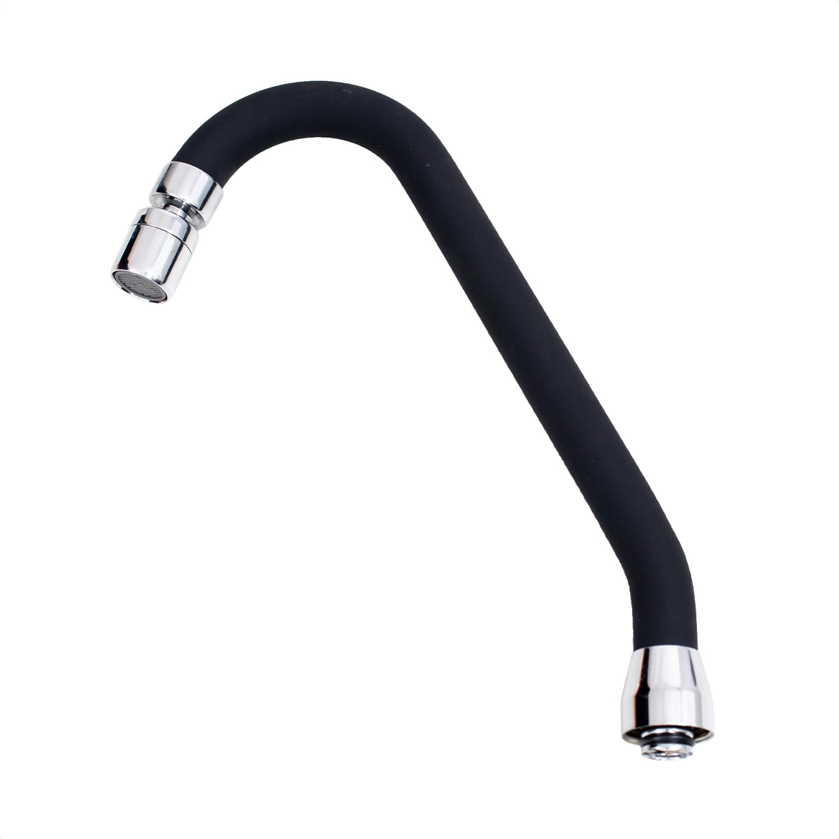 Tubo Bica Para Torneira Cozinha Design J Inox Silicone Preto Com Arejador Articulável Latão
