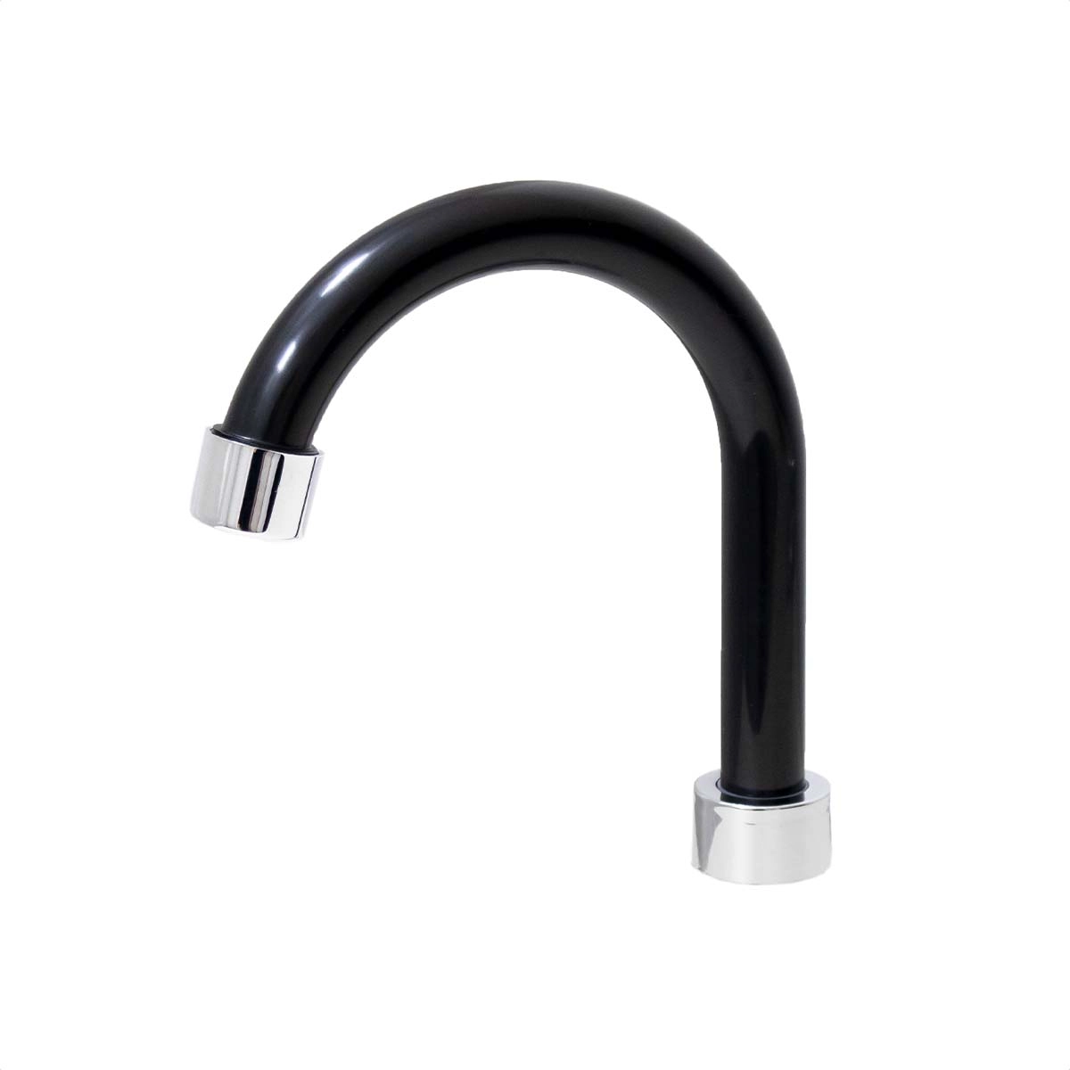 Tubo Bica 3/4 Para Torneira Cozinha Em Abs Preto Com Arejador Fixo