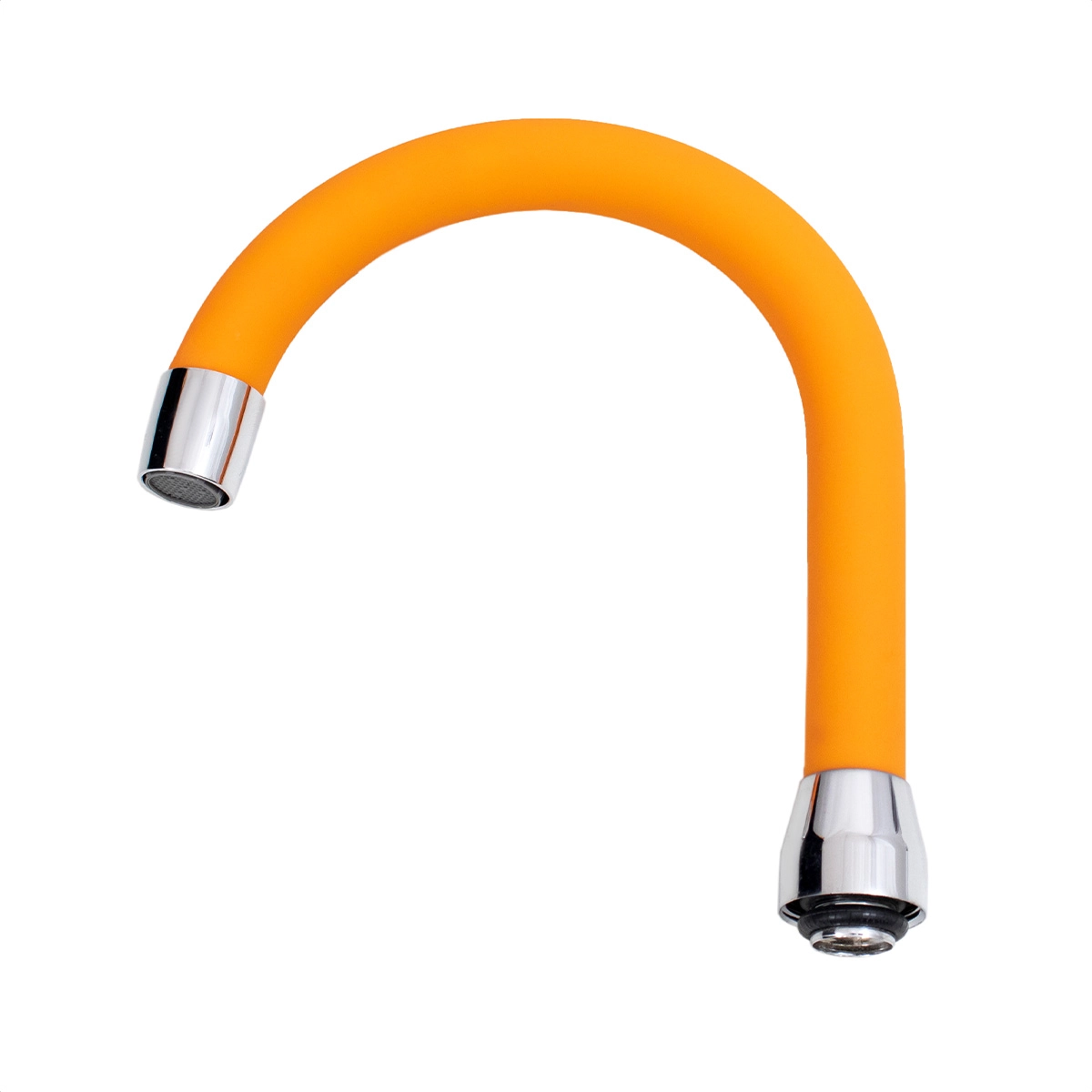 Tubo Bica Móvel Para Torneira Lavatório Inox Revestido Silicone Laranja Com Arejador Fixo Latão U
