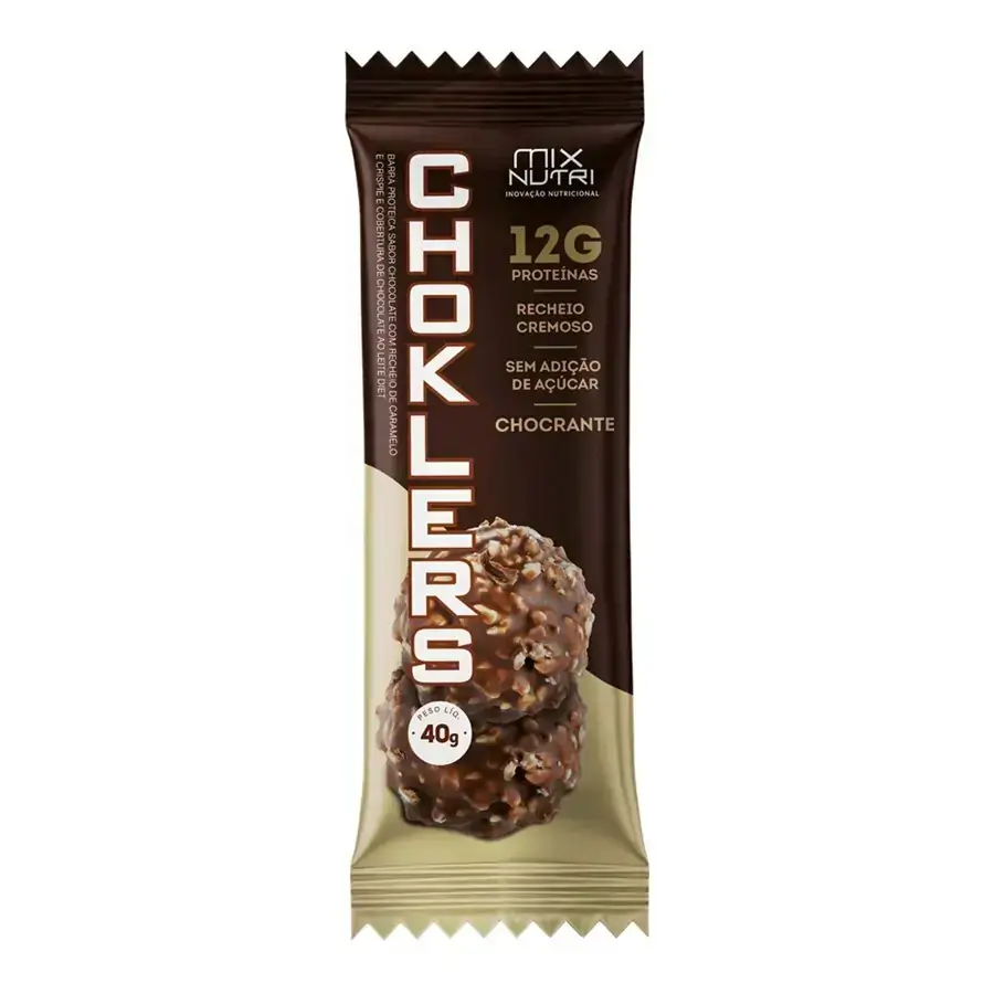 Barra De Proteína Brigadeiro E Nibs De Cacau Cobertura Chocolate Ao Leite Diet Mix Nutri Choklers Pa