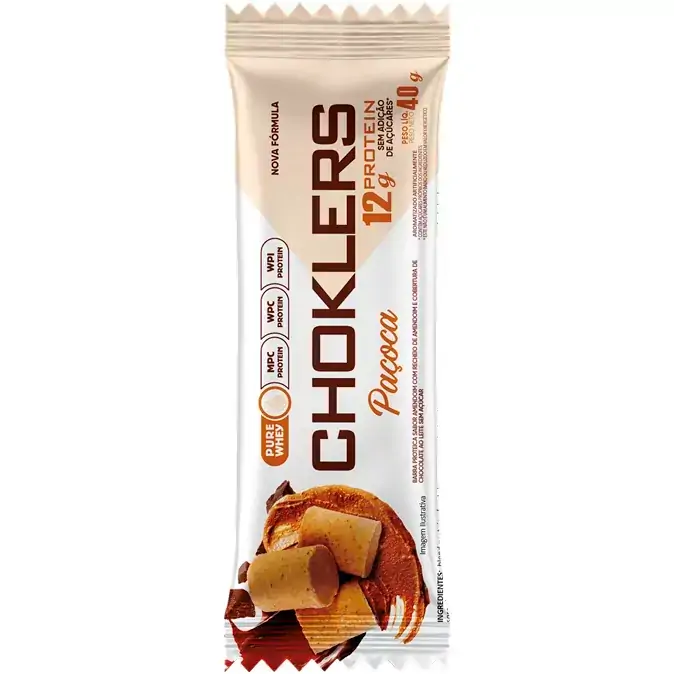 Barra De Proteína Paçoca Cobertura Chocolate Ao Leite Diet Mix Nutri Choklers Pacote 40g