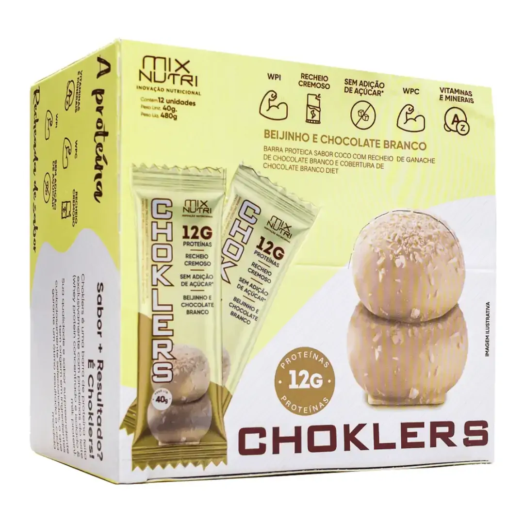 Choklers Beijinho E Chocolate Branco Display 12x40g