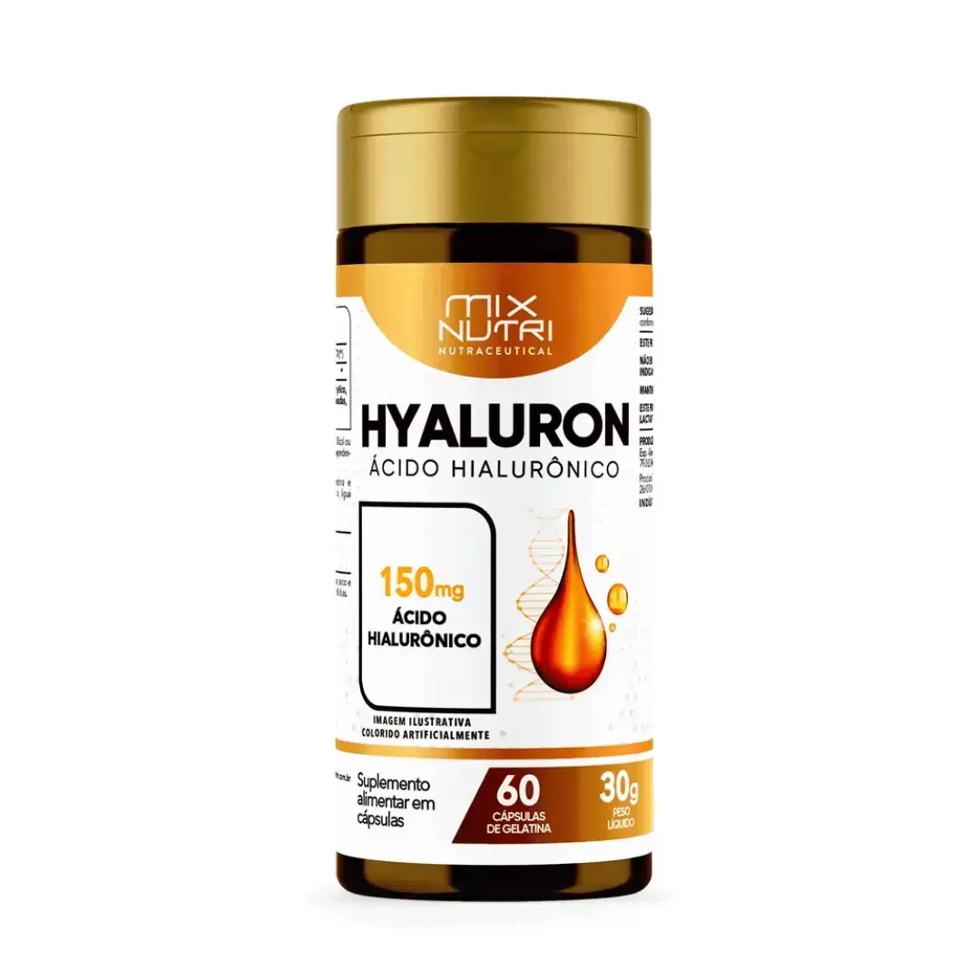 ácido Hialurônico 150mg Hyaluron Frasco 30g 60 Cápsulas Gelatinosas
