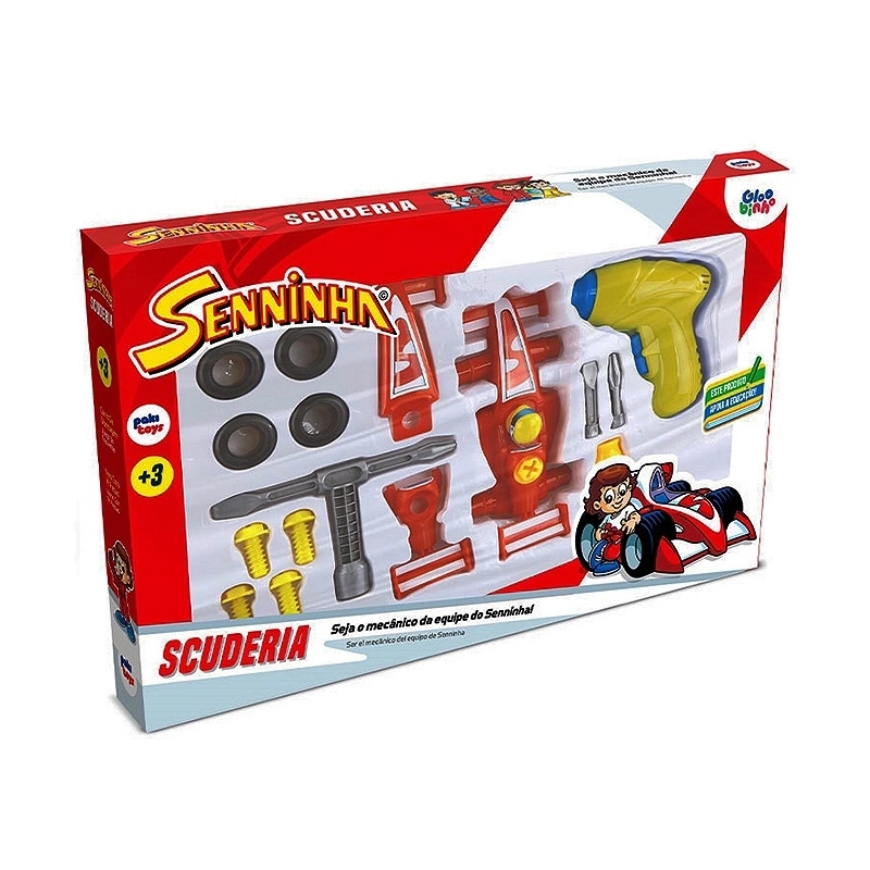 Brinquedo Carro Senninha Scuderia Carrinho F1 c/ Acessórios para Montar e se Divertir, Paki Toys 2032 - 143868