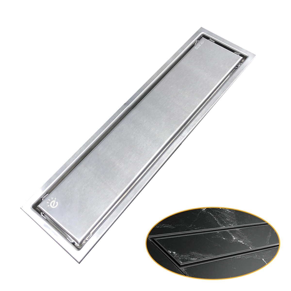 Ralo Linear Embralumi Oculto Invisível Piso Aço Inox 40x10cm