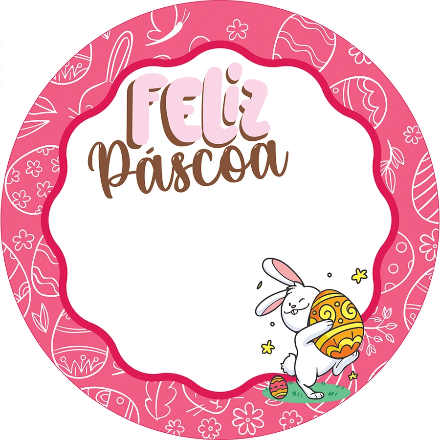 Etiq Coelho Feliz Pink P27 Hiper Embalagens
