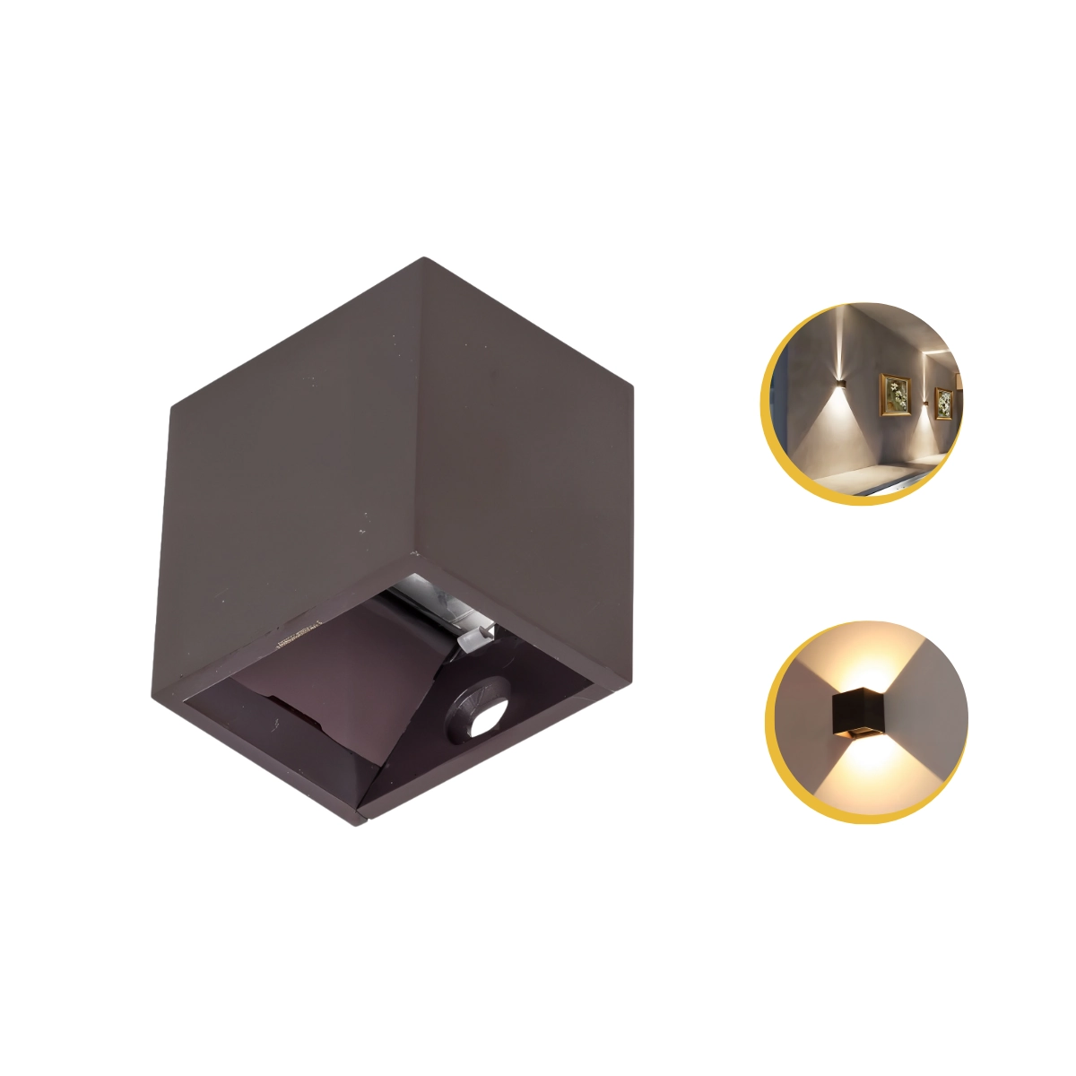 Arandela Mini Led 2w Branco Quente Cubo Bivolt  - Marrom - 110v/220v
