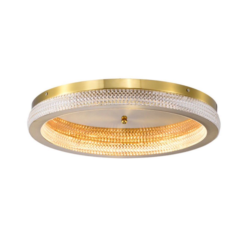 Plafon Skylight Queensland 52w Redondo 40cm Dourado Bivolt 3000k Luz Amarela