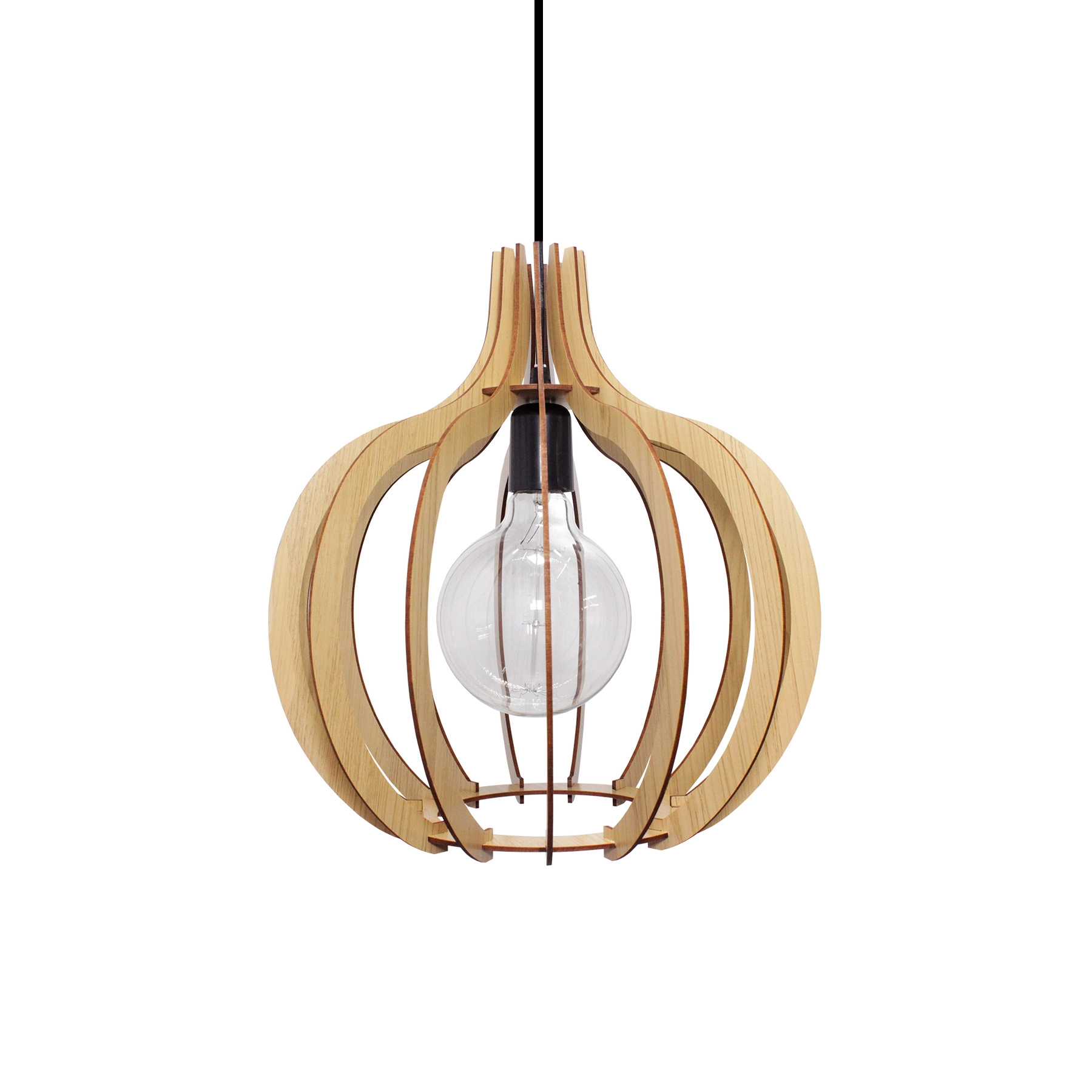 Pendente 1 Lâmpada Madeira Marrom Merengue Ilux