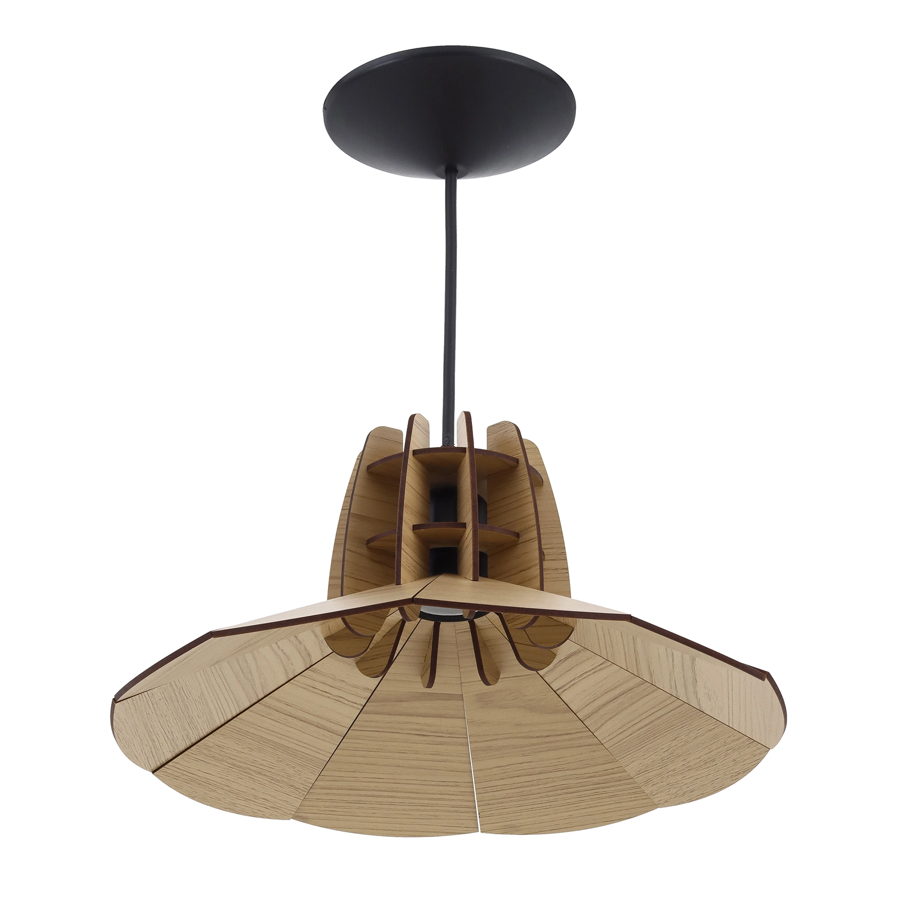 Pendente 1 Lâmpada Madeira Marrom Gazebo Ilux