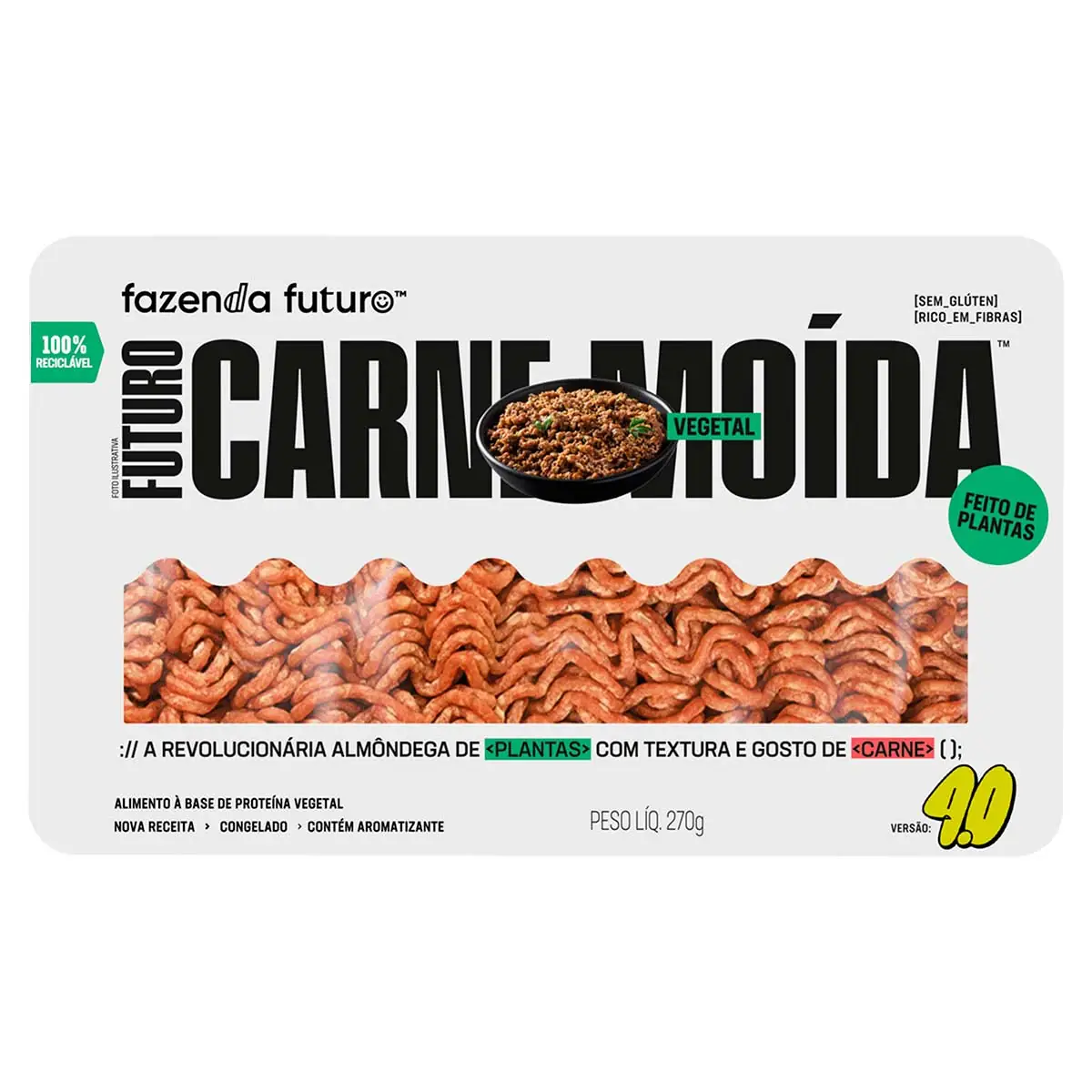 Carne Moída Congelada Plant Based Fazenda Futuro 270 g