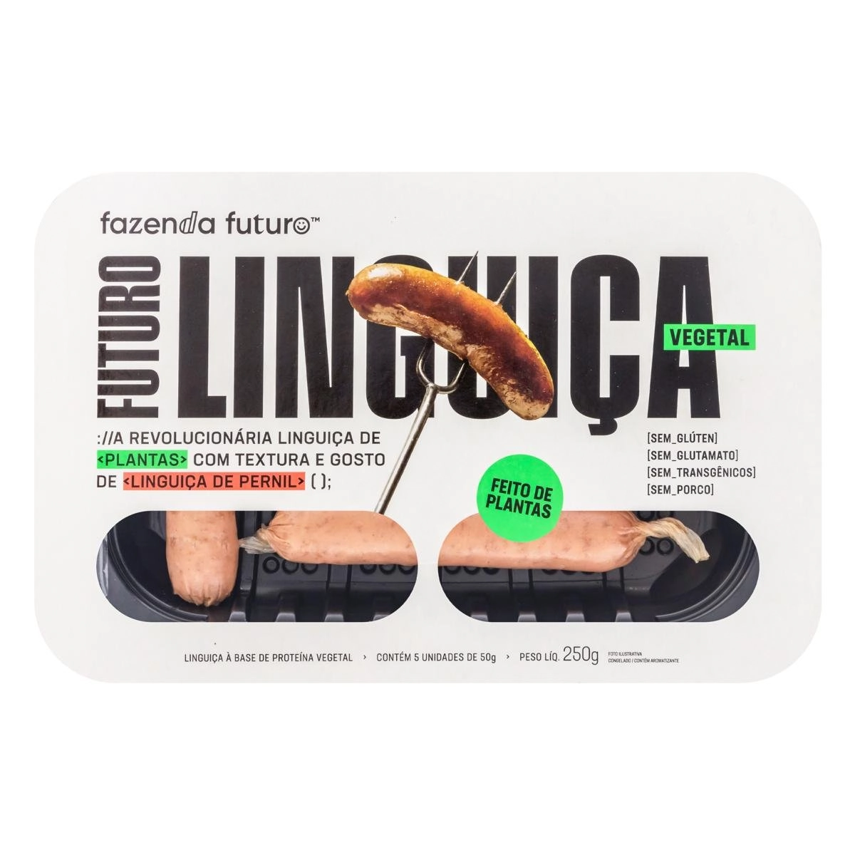 Linguiça Vegetal Congelada Fazenda Futuro Bandeja 250g