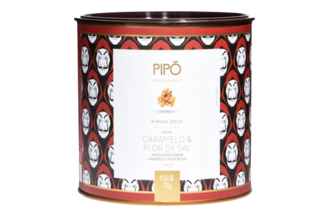 Pipoca Doce Sabor Caramelo Flor De Sal Lata Pequena, Pipó Gourmet, 72 G