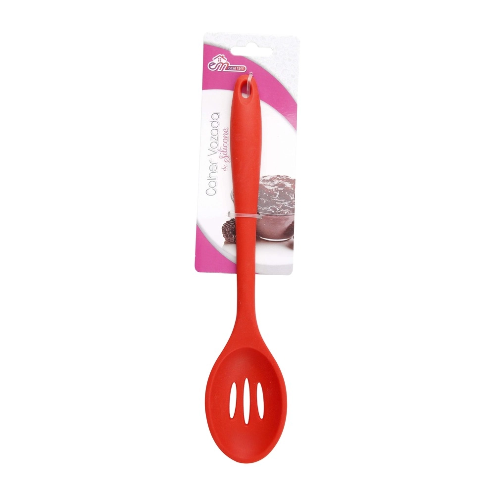 Colher Vazada De Silicone 27,5 Cm Vermelho Cm48