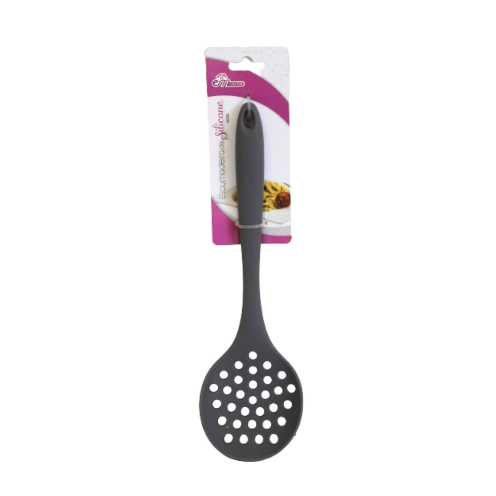 Escumadeira De Silicone Vazada 28cm Preto Cm144
