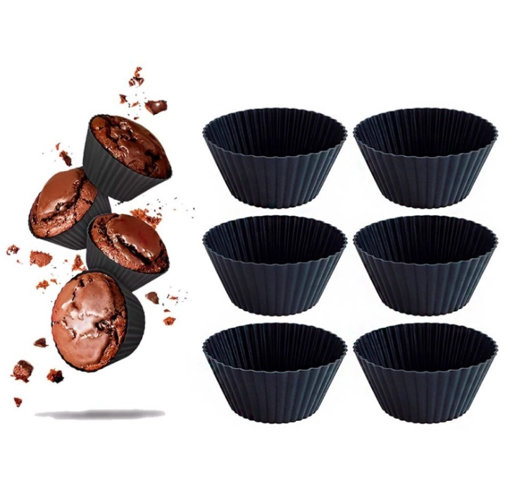 Conjunto 6 Forma Silicone 6.5x3cm Preto 13923 Inga