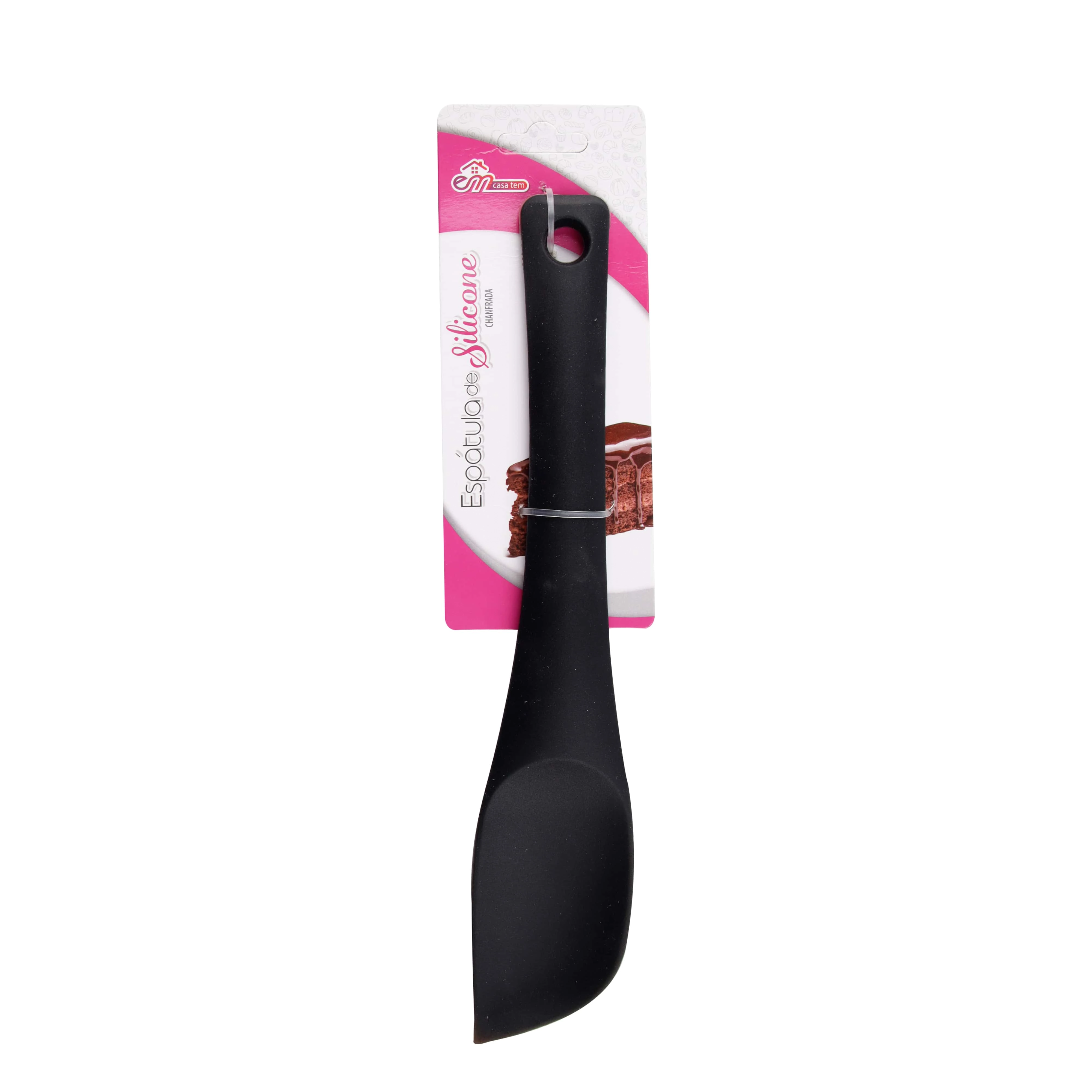 Espatula De Silicone Chanfrada 28,5cm Preto Cm14