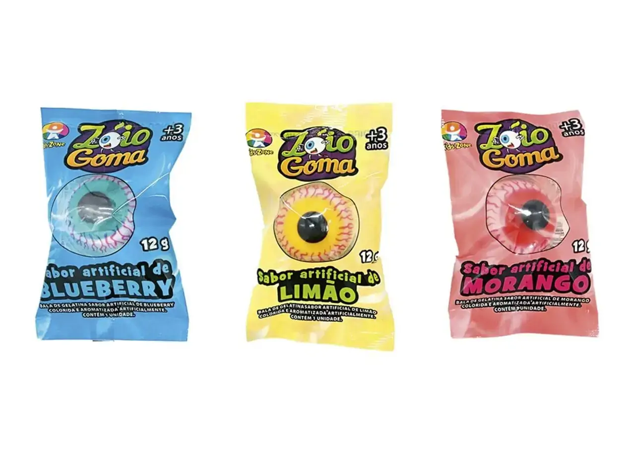Bala De Gelatina Blueberry, Limão Ou Morango Zóio Goma Kids Zone 12g
