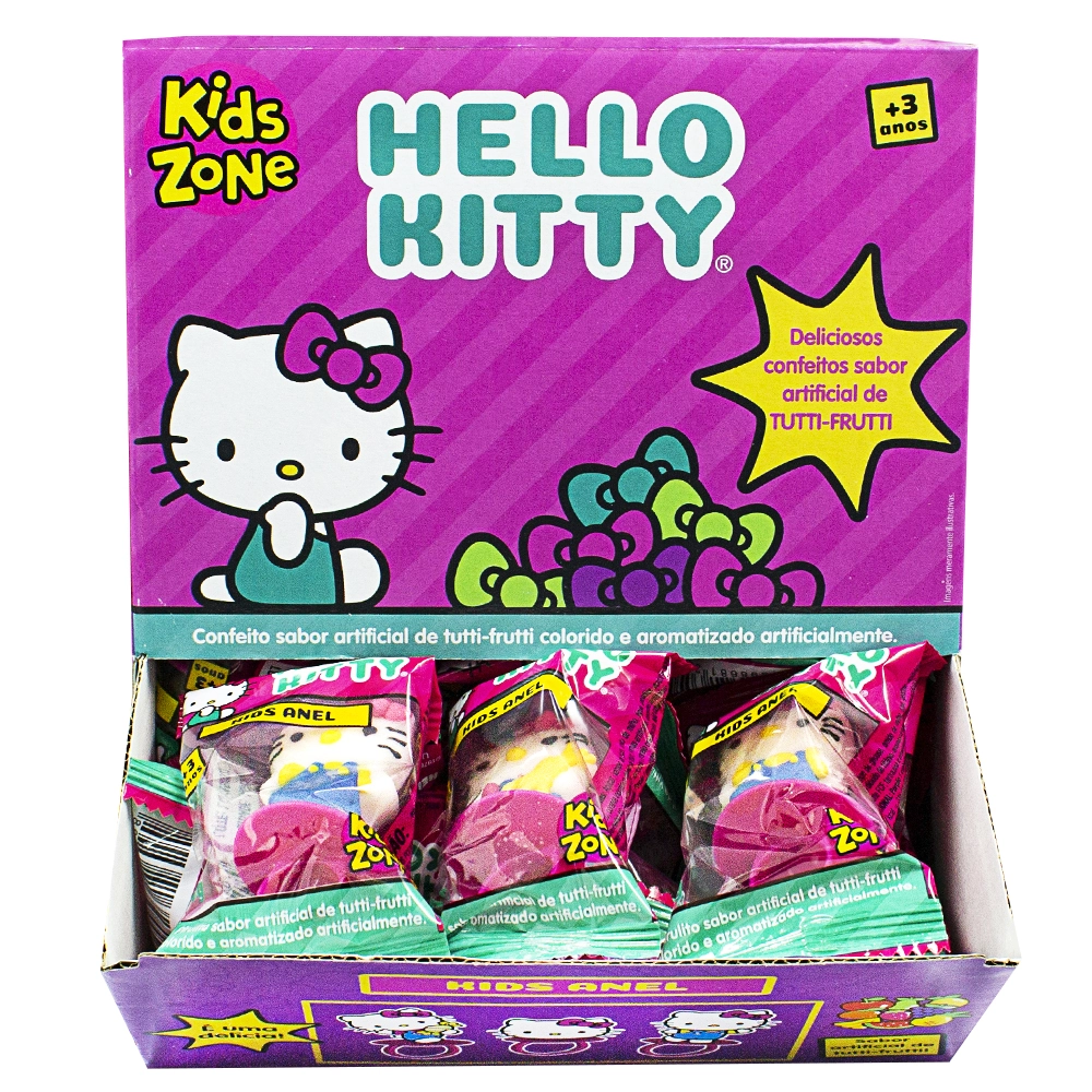 Pirulito Anel Tutti Frutti Hello Kitty Kids Zone Pacote 14g