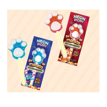 Pirulito Com Cabo Fluorescente Tutti Frutti Pé De Monstro Kids Zone Neon Pop Pacote 9g