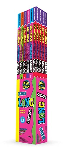 Goma De Mascar Morango, Maçã Verde, Uva Ou Tutti Frutti Kids Zone Long Gum Caixa 39g