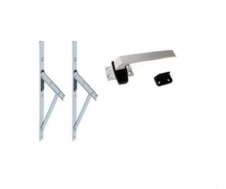 Kit Janela Maxim Ar - Braço 20cm - C/ Fecho - Madeira E Alumínio