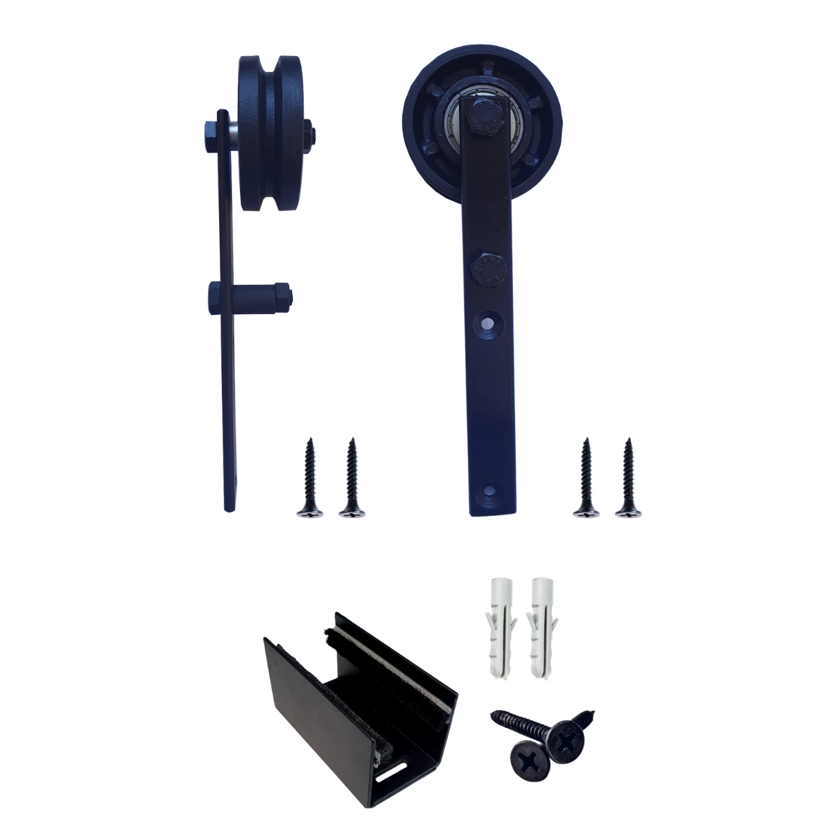 Kit 2 Roldanas E 1 Guia Para Trilho Cantoneira Ferro - Preto - Al-fer