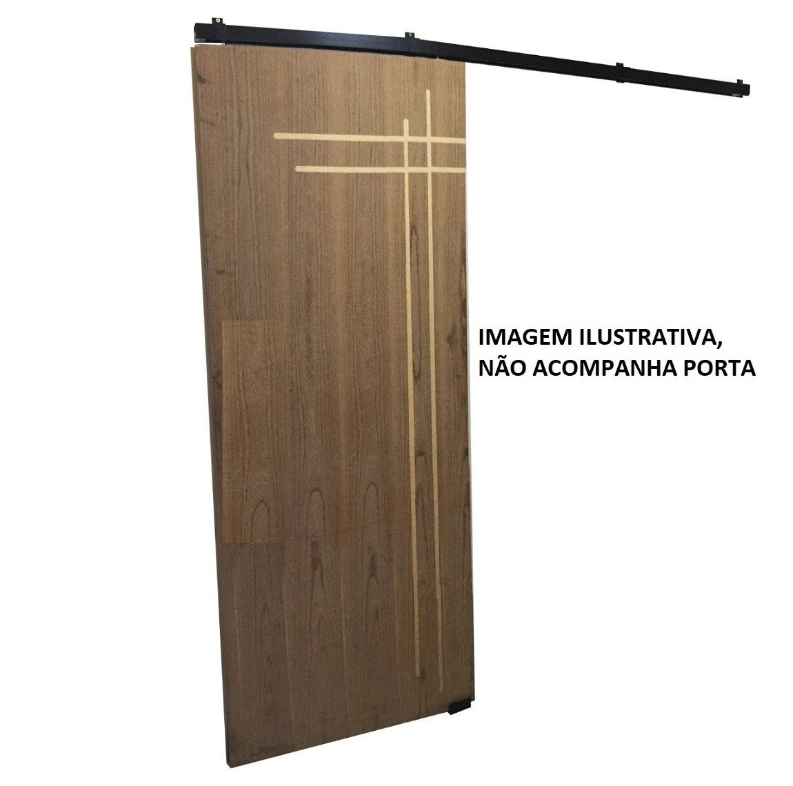 Kit P/ Porta Correr Trilho Alumínio 35x35 1,20m Preto