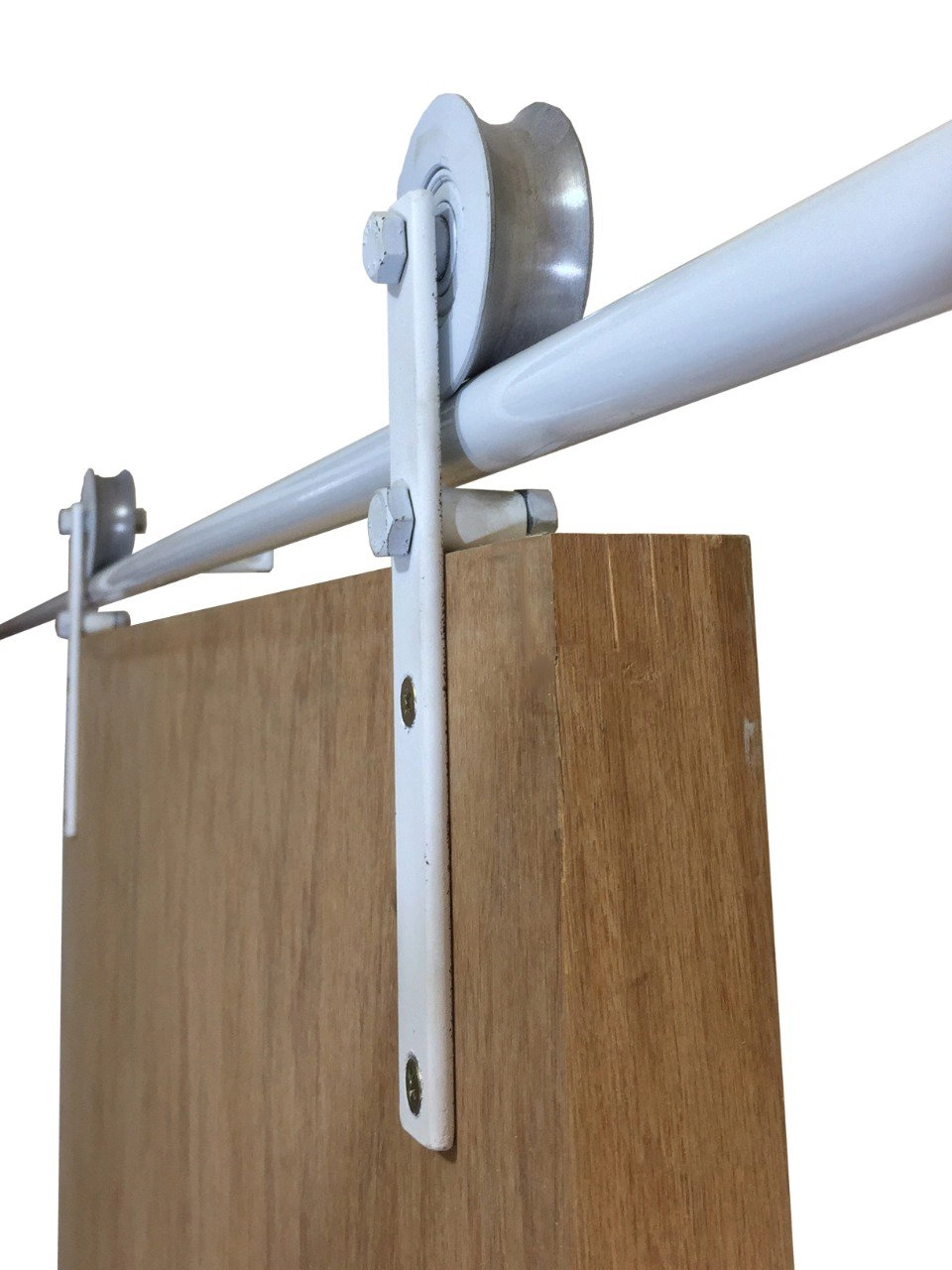 Kit P/ Porta Celeiro 2 Roldanas Aparente - Tubular 1,10 M - Branco - Al-fer
