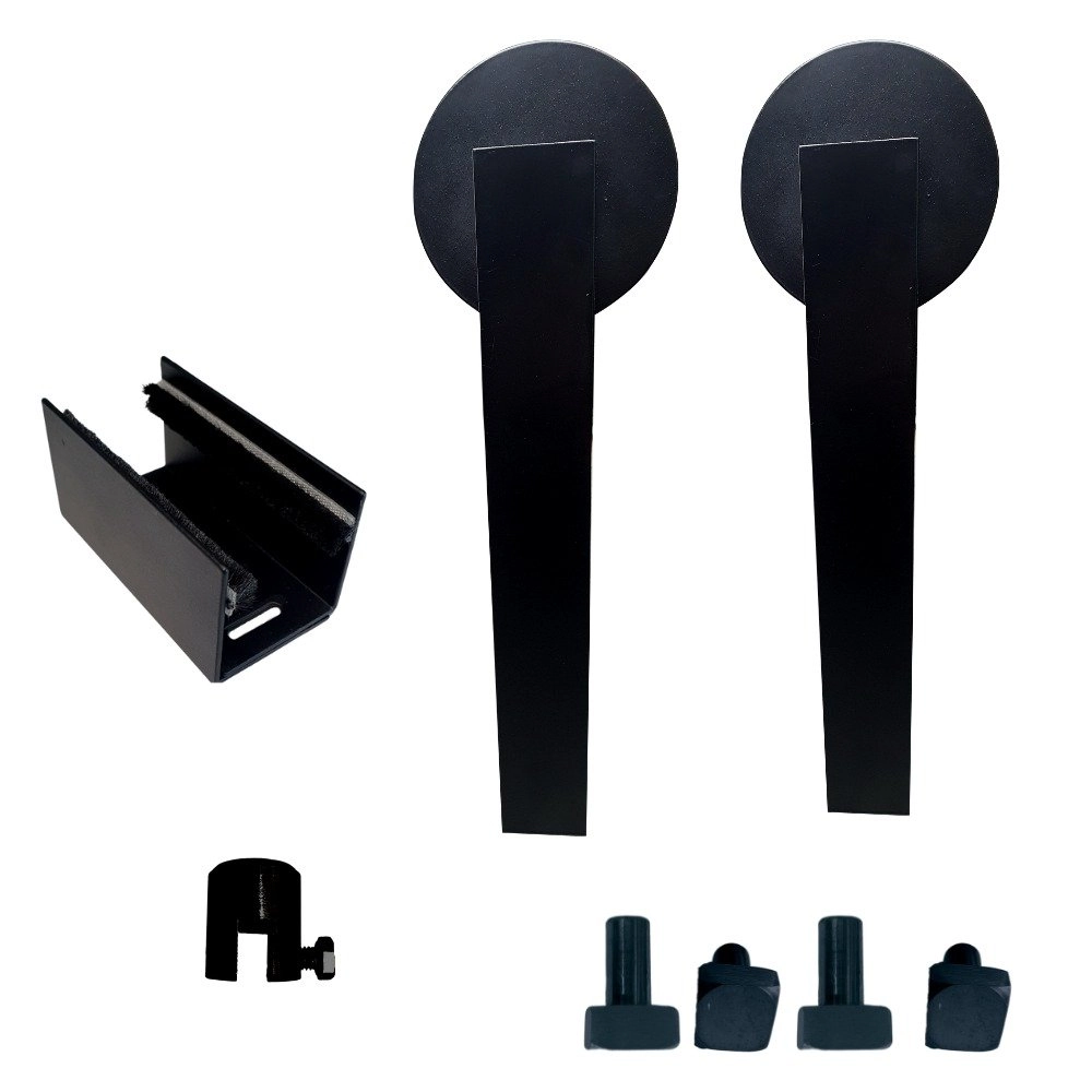 Kit 2 Roldanas E 1 Guia Para Trilho Estilo Cantoneira - Preto - Al-fer