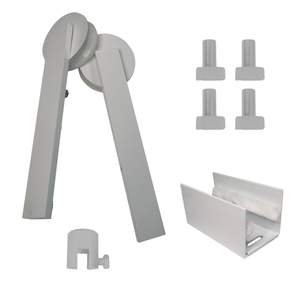 Kit 2 Roldanas E 1 Guia Para Trilho Estilo Cantoneira - Branco - Al-fer