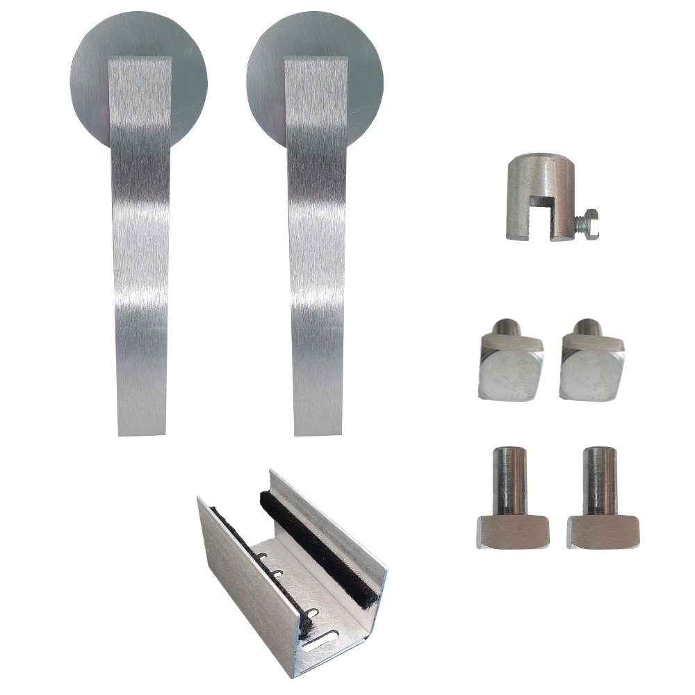 Kit 2 Roldanas E 1 Guia Para Trilho Estilo Cantoneira - Escovado - Al-fer