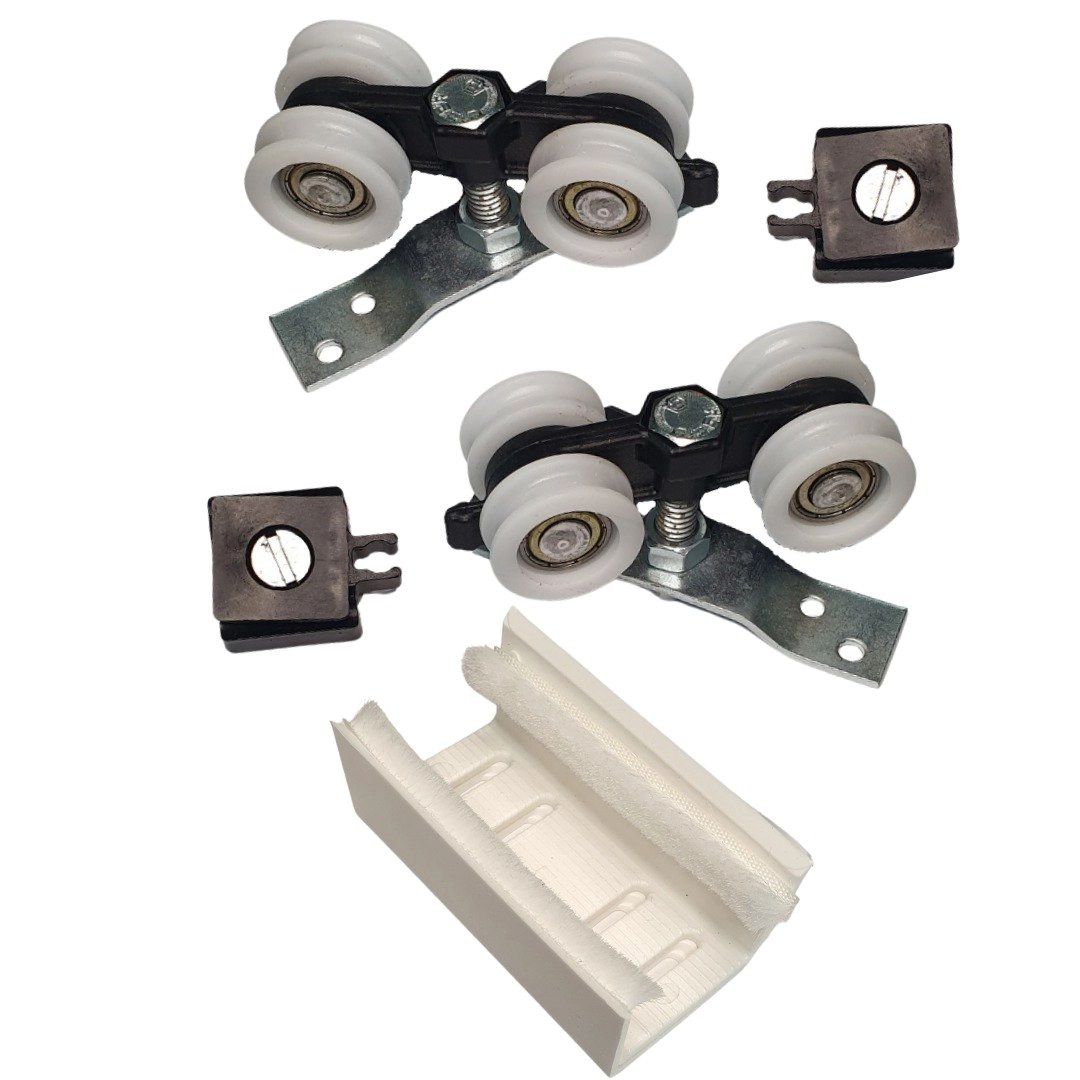 Kit 2 Roldanas E 1 Guia Para Trilho Alumínio 35x35 - Branco - Alfer