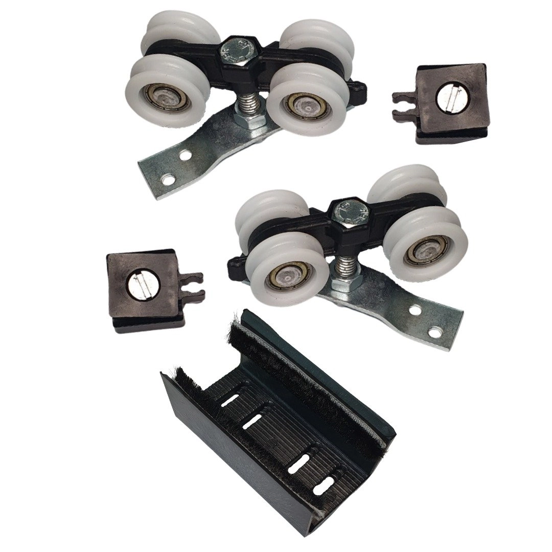 Kit 2 Roldanas E 1 Guia Para Trilho Alumínio 35x35 - Preto - Alfer