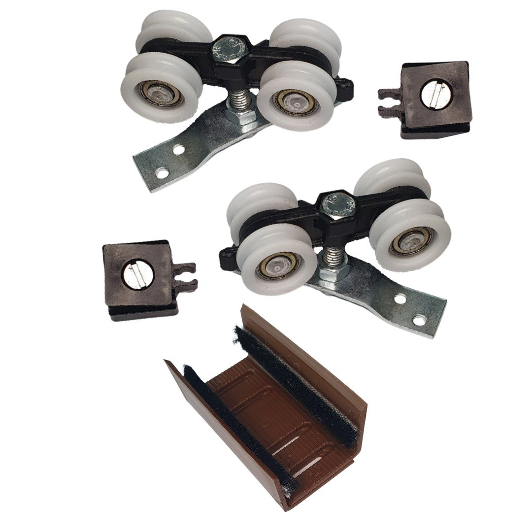 Kit 2 Roldanas E 1 Guia Para Trilho Alumínio 35x35 - Cereja - Alfer - Rda-4
