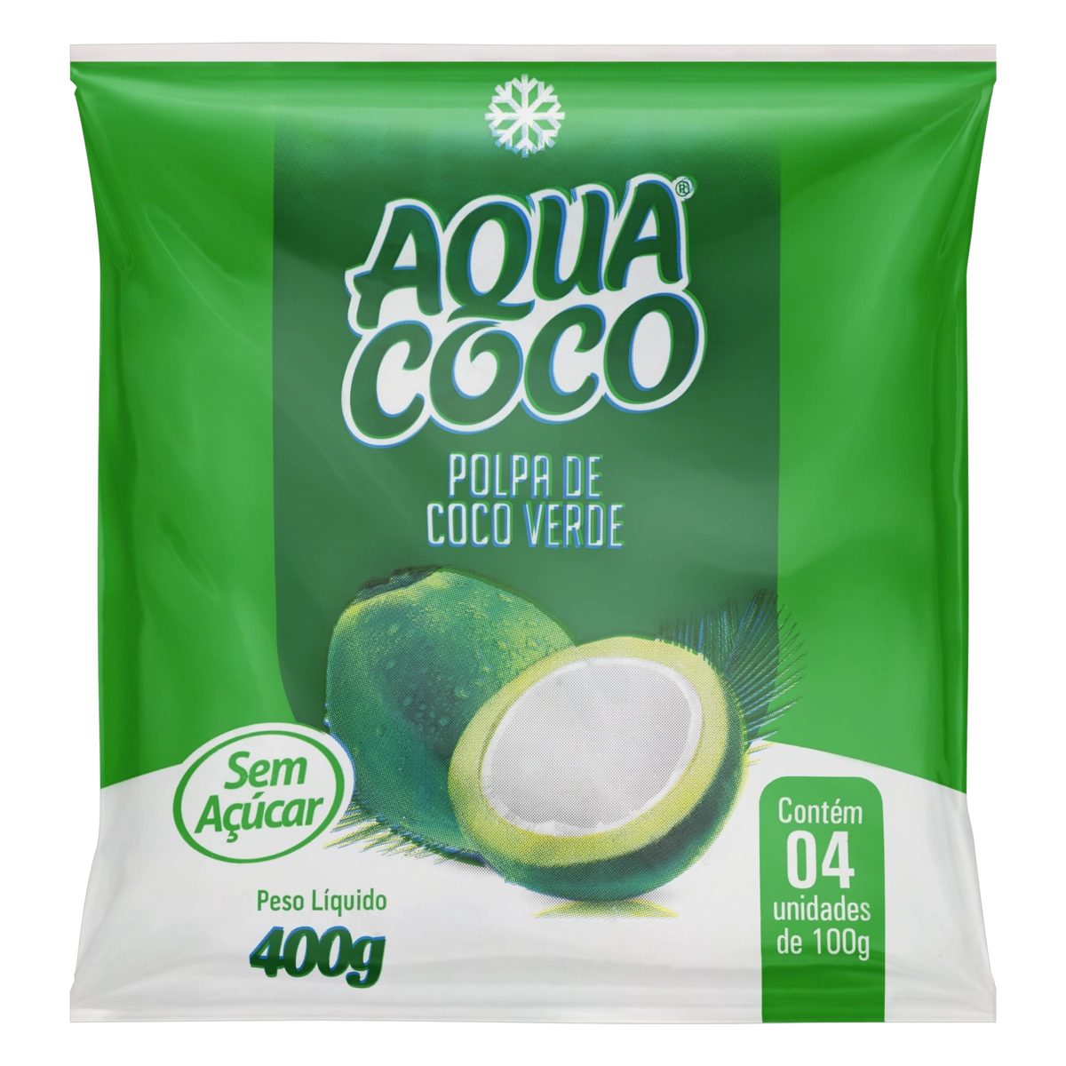 Polpa De Fruta Coco Verde Aqua Coco Pacote 400g 4 Unidades