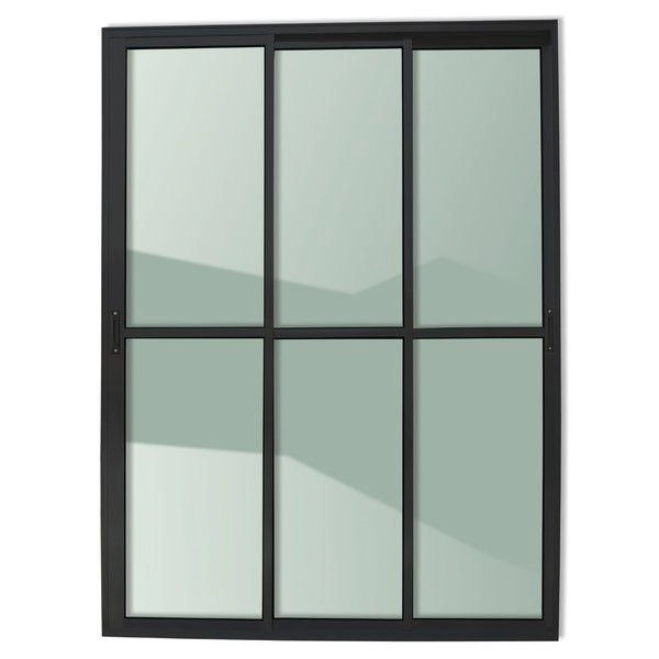 Porta De Aluminio 03 Folhas Móveis Maxx Preto - 210x150