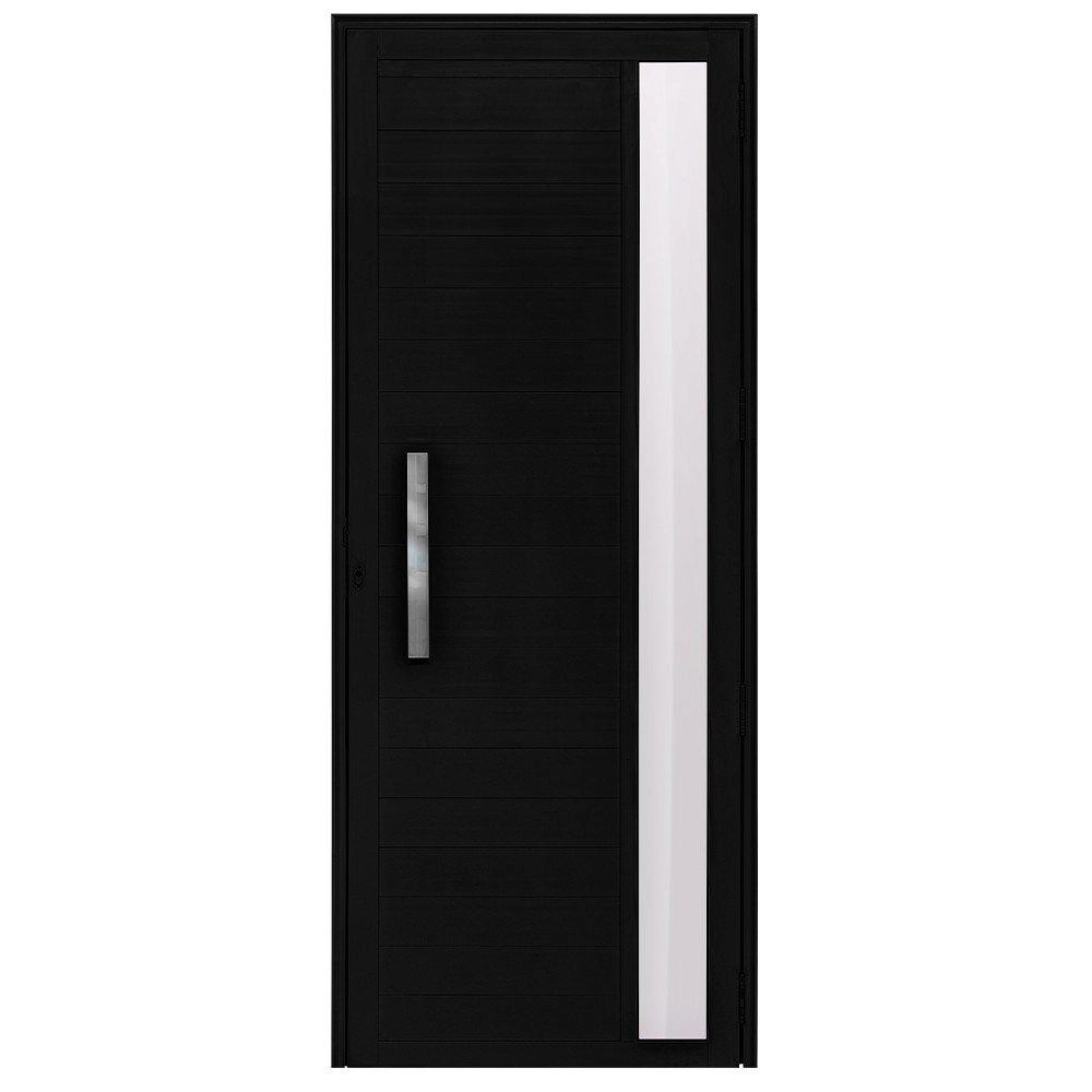 Porta Alumínio Lambril Com Visor Preto Direita - 210x80